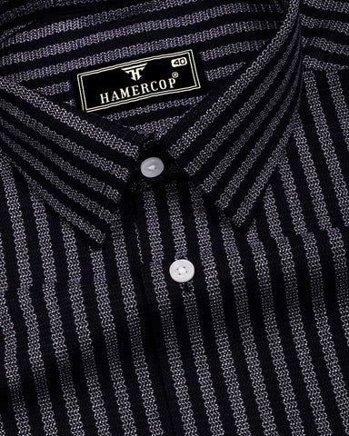 Corva Black Dobby Stripe Premium Giza Shirt