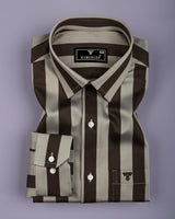 Bronel Coffee Brown Broad Stripe Giza Shirt