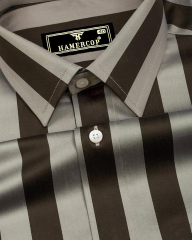 Bronel Coffee Brown Broad Stripe Giza Shirt