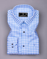 Nexon Skyblue Twill Check Premium Gizza Shirt