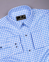 Nexon Skyblue Twill Check Premium Gizza Shirt
