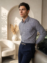 Nexon Navyblue Twill Check Premium Giza Shirt
