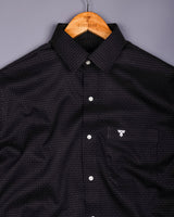 Noiro Black With White Dot Print Dobby Cotton Shirt
