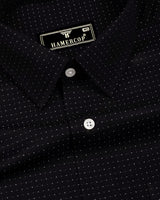 Noiro Black With White Dot Print Dobby Cotton Shirt