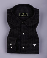Noiro Black With White Dot Print Dobby Cotton Shirt