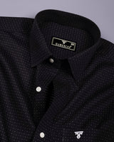 Noiro Black With White Dot Print Dobby Cotton Shirt
