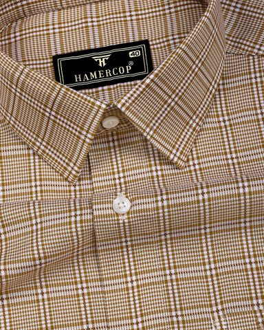 Nuvell Cream Houndstooth Check Premium Giza Shirt