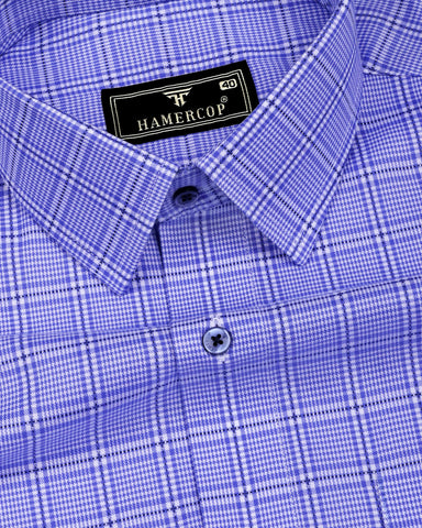 Nuvell Blue Houndstooth Check Premium Giza Shirt