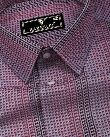 Rosven Pink With Gray Jacquard Premium Giza Shirt