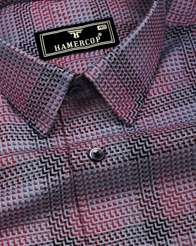 Ashrose Pink With Gray Jacquard Premium Giza Shirt
