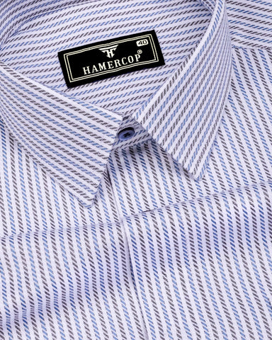 Dario Blue With Black Stripe Premium Giza Shirt