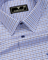 Fenor Gray With SkyBlue Houndstooth Check Premium Giza Shirt