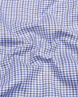 Fenor Gray With SkyBlue Houndstooth Check Premium Giza Shirt