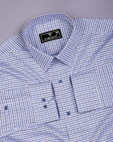 Fenor Gray With SkyBlue Houndstooth Check Premium Giza Shirt