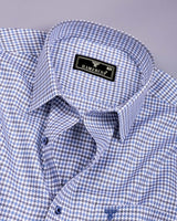 Fenor Gray With SkyBlue Houndstooth Check Premium Giza Shirt