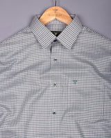 Fenor Green With Gray Houndstooth Check Premium Giza Shirt
