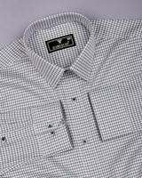 Fenor Green With Gray Houndstooth Check Premium Giza Shirt
