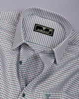 Fenor Green With Gray Houndstooth Check Premium Giza Shirt