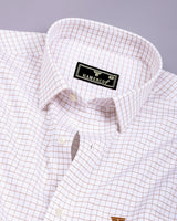 Orel Brown With White Check Premium Giza Shirt