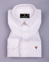 Orel Brown With White Check Premium Giza Shirt