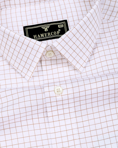 Orel Brown With White Check Premium Giza Shirt