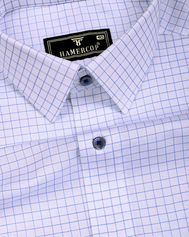 Orel Blue With White Check Premium Giza Shirt