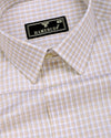 Varen Cream With Blue Check Premium Giza Cotton Shirt