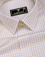 Varen Cream With Blue Check Premium Giza Cotton Shirt