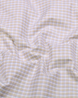 Varen Cream With Blue Check Premium Giza Cotton Shirt