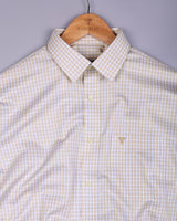 Varen Cream With Blue Check Premium Giza Cotton Shirt