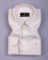 Varen Cream With Blue Check Premium Giza Cotton Shirt