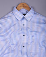 Varen Blue With Cream Check Premium Giza Cotton Shirt