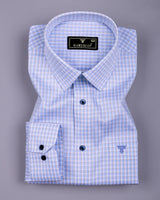 Varen Blue With Cream Check Premium Giza Cotton Shirt