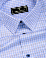 Varen Blue With Cream Check Premium Giza Cotton Shirt