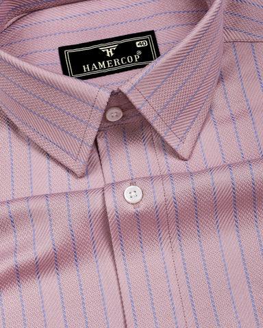 Navor Onion Pink With Blue Stripe Premium Giza Shirt