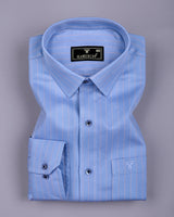 Navor Blue With Orange Stripe Premium Giza Shirt