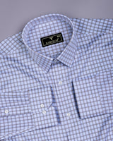 Alden Blue With Gray Check Premium Giza Shirt