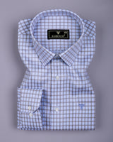 Alden Blue With Gray Check Premium Giza Shirt