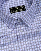 Alden Blue With Gray Check Premium Giza Shirt