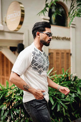 Berron White with Black Knitted Cotton T-Shirt