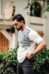 Berron White with Black Knitted Cotton T-Shirt