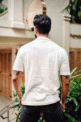 Berron White with Black Knitted Cotton T-Shirt