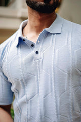 Molassa Skyblue Knitted Cotton Polo T-Shirt