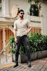 Georgian Cream Knitted Cotton T-Shirt