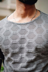 Georgian Grey Knitted Cotton T-Shirt