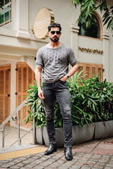 Georgian Grey Knitted Cotton T-Shirt