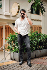 Georgian White Knitted Cotton T-Shirt