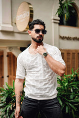 Georgian White Knitted Cotton T-Shirt