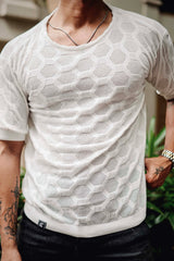 Georgian White Knitted Cotton T-Shirt