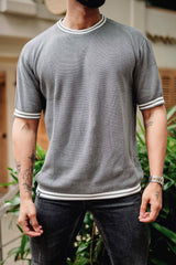 Pumpkin Grey Knitted Cotton T-Shirt
